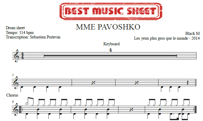 Extrait partition de batterie Mme Pavoshko de Black M