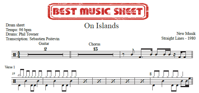 Extrait partition de batterie On Islands de New Musik