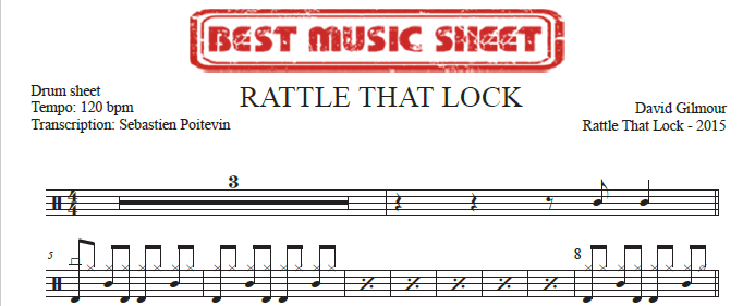 Sample drum sheet of Rattle That Lock by David Gilmour