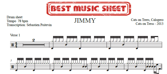 Extrait partition de batterie Jimmy de Cats on Trees