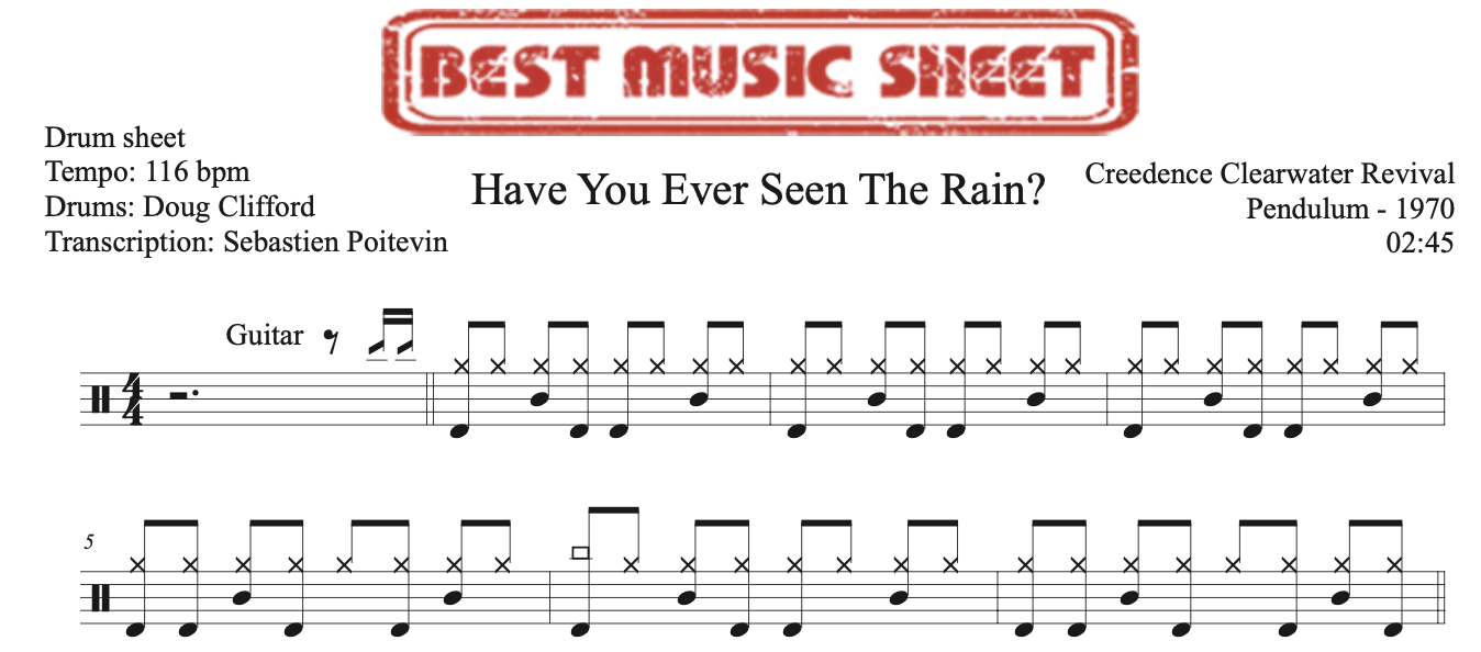Sample drum-sheet-creedence-clearwater-revival-have-you-ever-seen-the-rain