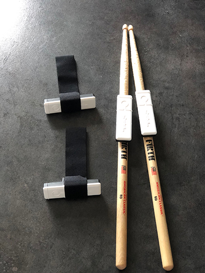 Sensor installation on drumsticks and straps for feet