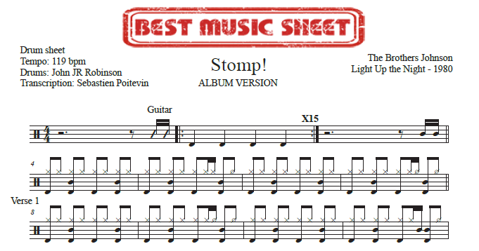 Extrait partition de batterie Stomp! de The Brothers Johnson