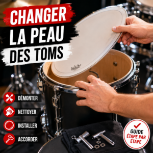Changer la peau des toms d’une batterie acoustique