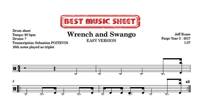 Extrait partition de batterie facile Wrench and Swango de Jeff Russo