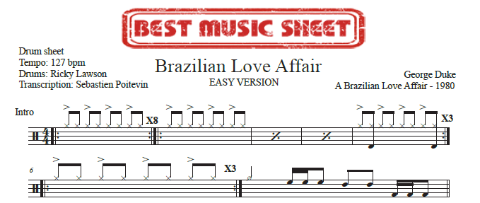 Sample drum sheet easy of Brazilian Love Affair by George Duke