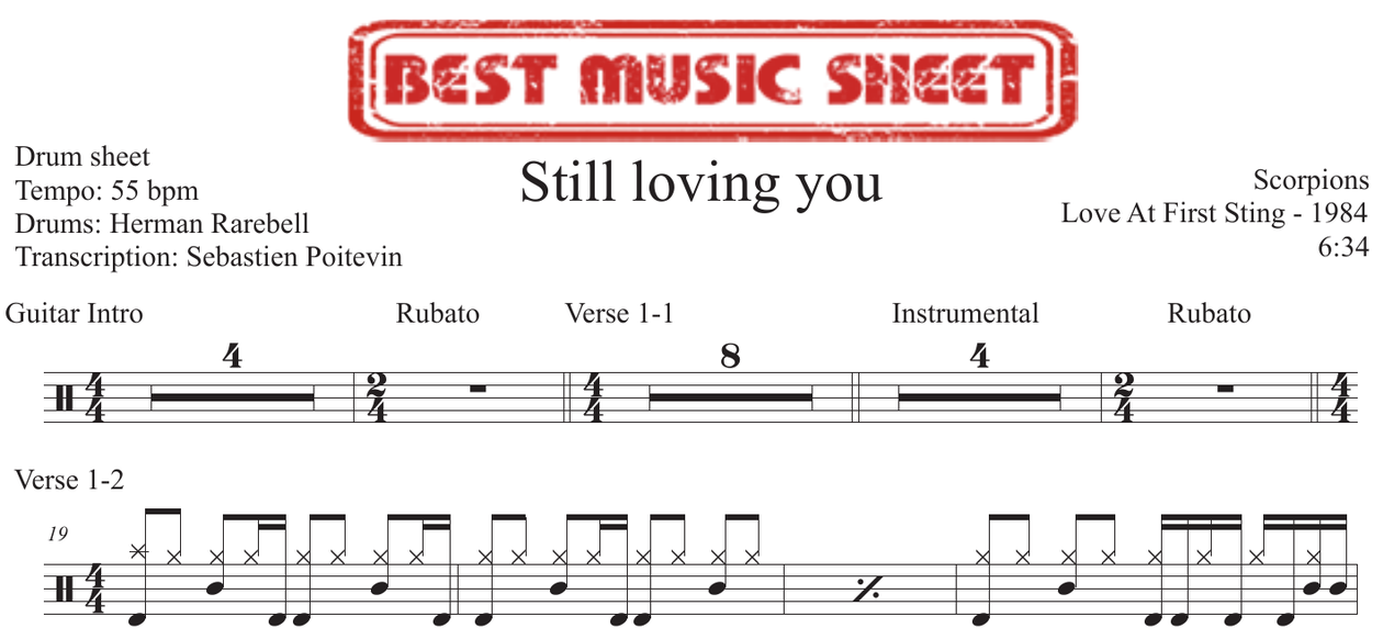 Sample drum sheet FR of Still Loving You by Scorpions